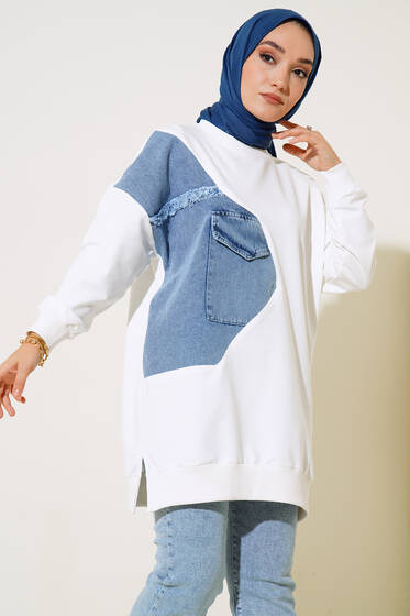 Kot Garnili Cepli Tunik Ekru - Tunik