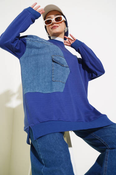 Kot Garnili Cepli Tunik Lacivert - Tunik