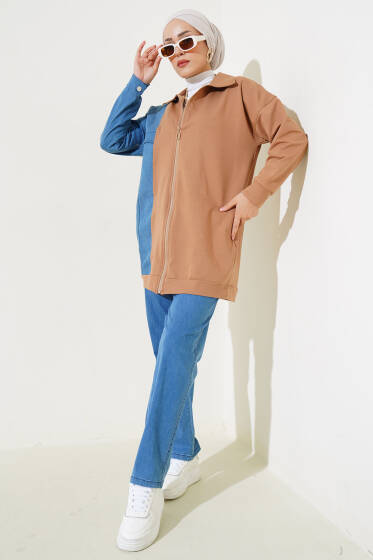 Kot Garnili Hırkalı İkili Takım Camel - İkili Takım