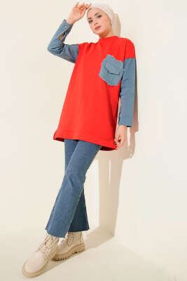 Kot Garnili İki İp Tunik Kırmızı - Tunik