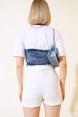 Kot Garnili T-shirt Beyaz - Kadın Giyim Modelleri