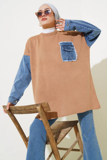 Kot Garnili Triko Tunik Latte - Triko