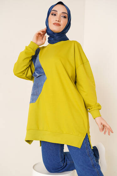 Kot Garnili Tunik Neon Yeşil - Tunik