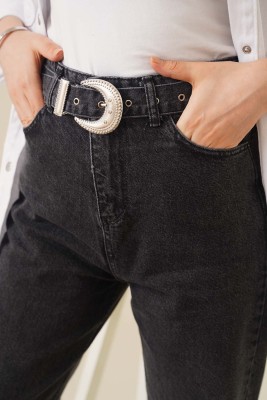 Kot Kemerli Pantolon Füme - Pantolon