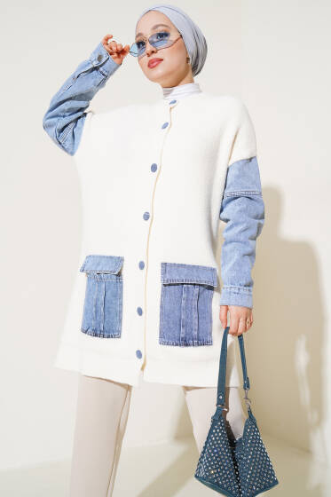 Kot Kollu Angora Hırka Vanilya - Hırka