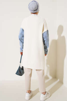 Kot Kollu Angora Hırka Vanilya - Triko Hırka