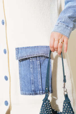 Kot Kollu Angora Hırka Vanilya - Triko Hırka