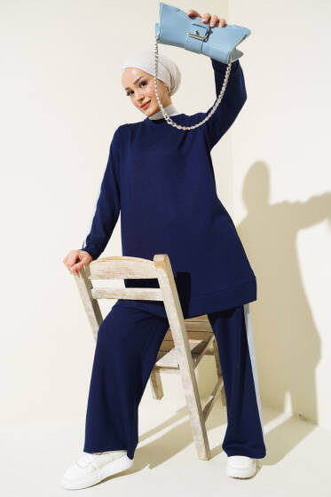 Kot Şeritli İkili Takım Lacivert - İkili Takım