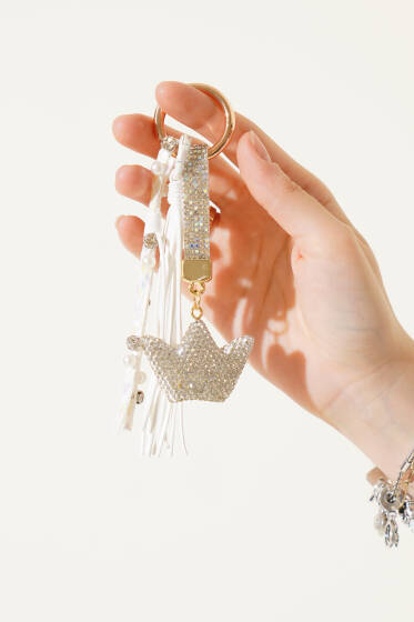 Kral Tacı Taşlı Anahtarlık Gümüş - Anahtarlık