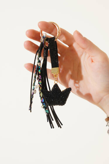 Kral Tacı Taşlı Anahtarlık Siyah - Anahtarlık