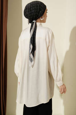 Kraşlı Oversize Gömlek Bej - 500-700 TL Ürünler
