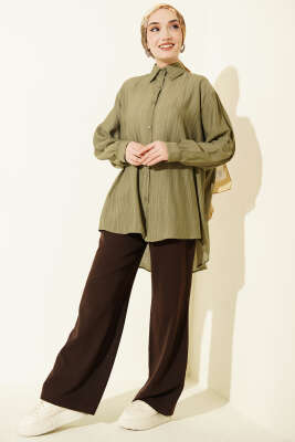 Kraşlı Oversize Gömlek Haki - 500-700 TL Ürünler