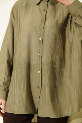 Kraşlı Oversize Gömlek Haki - 500-700 TL Ürünler