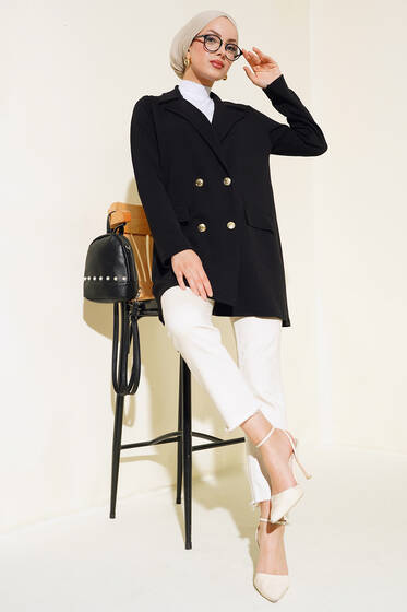 Krep Ceket Siyah - Ceket