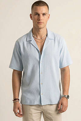 Krinkıl Oversize Erkek Gömlek Bebe Mavi - WİPEOUT