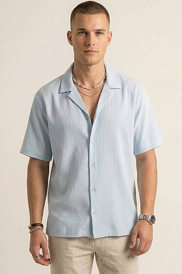 Krinkıl Oversize Erkek Gömlek Bebe Mavi - Yılın Fırsatı