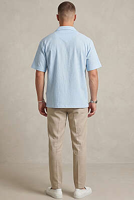 Krinkıl Oversize Erkek Gömlek Bebe Mavi - Yılın Fırsatı