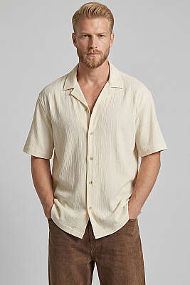 Krinkıl Oversize Erkek Gömlek Bej - WİPEOUT