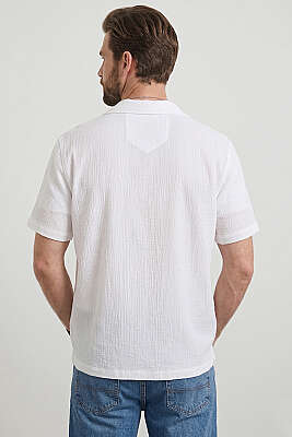 Krinkıl Oversize Erkek Gömlek Beyaz - Yılın Fırsatı