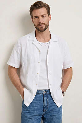 Krinkıl Oversize Erkek Gömlek Beyaz - WİPEOUT