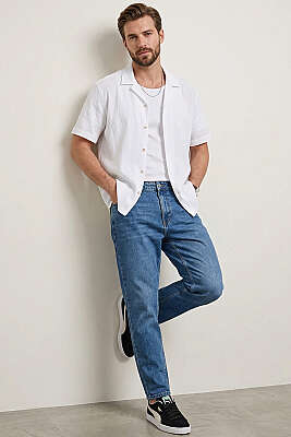 Krinkıl Oversize Erkek Gömlek Beyaz - Yılın Fırsatı