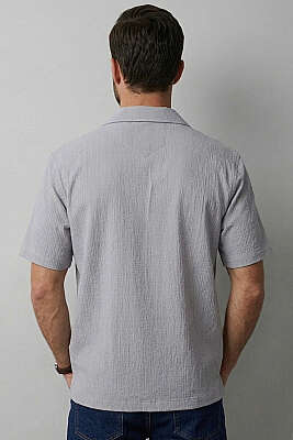 Krinkıl Oversize Erkek Gömlek Gri - Yılın Fırsatı