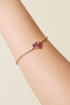 Kristal Kalpli Su Yolu Bileklik Pembe - DEMİR BİJUTERİ