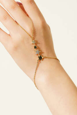 Kristal Taşlı Işıltılı Yıldız Tasarım Şahmeran Gold - DEMİR BİJUTERİ