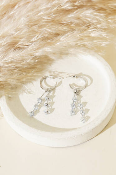 Kristal Taşlı Küpe Gümüş - Küpe