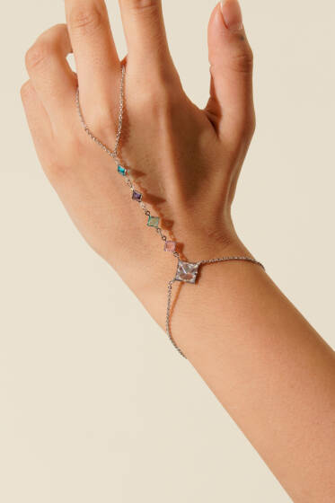 Kristal Zincir Detaylı Şahmeran Mavi - Bileklik