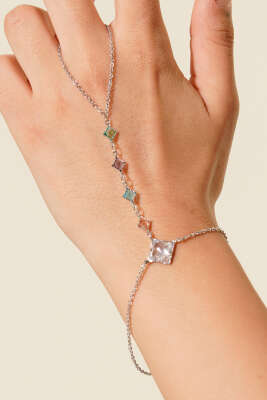 Kristal Zincir Detaylı Şahmeran Yeşil - Bileklik