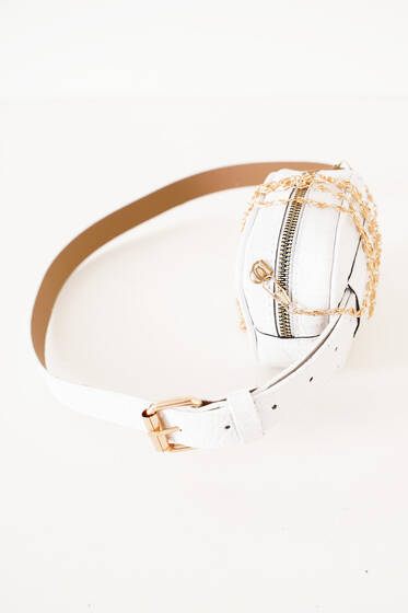 Kroko Desen Beyaz Bel Çantası - Bel Çantası