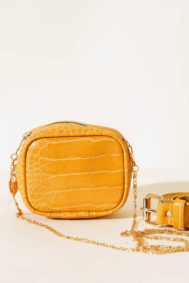 Kroko Desen Hardal Bel Çantası - Bel Çantası