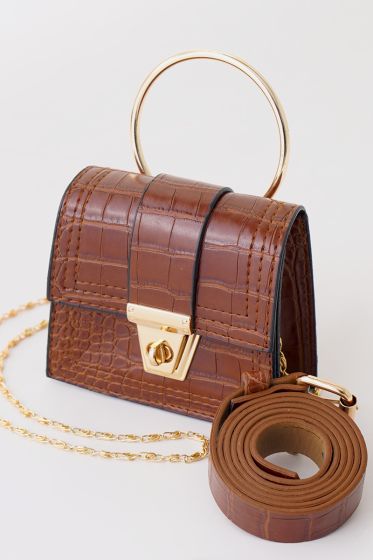 Kroko Desen Minimalist Taba Çanta - Kol Çantası