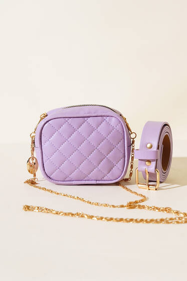 Kroko Desenli Mini Bel Çantası Lila - Bel Çantası