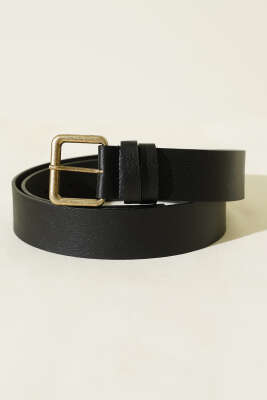 Kroko Görünümlü Metal Tokalı Kemer Siyah 