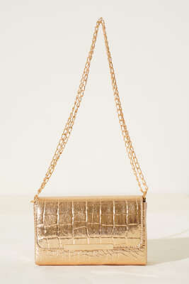 Kroko Mıknatıslı Zincir Askılı Çanta Gold - Kol Çantası