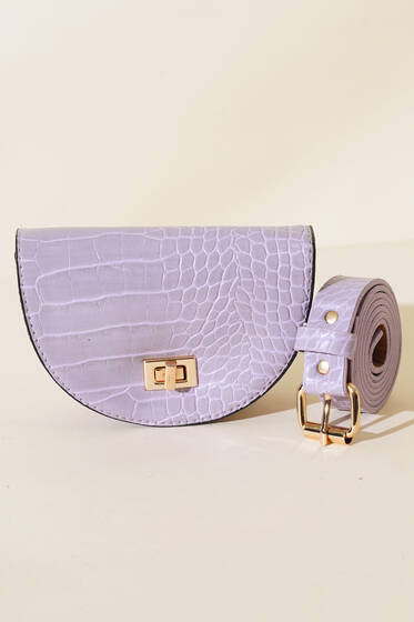 Kroko Oval Bel Çantası Lila - Bel Çantası