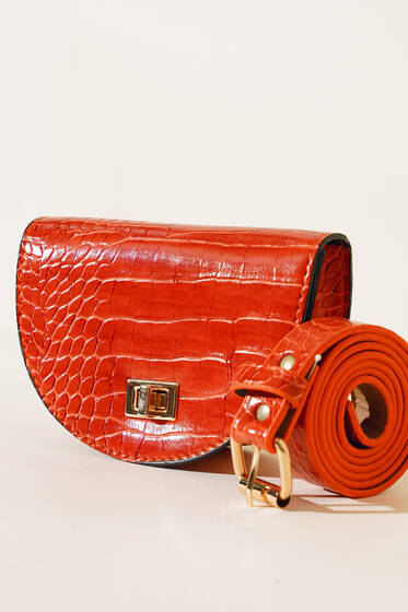 Kroko Oval Bel Çantası Taba - Bel Çantası