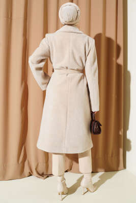 Kruvaze Gold Düğmeli Kaşe Kaban Taş - Kaban