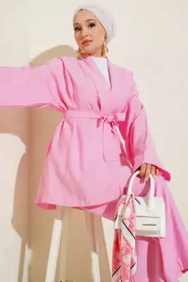 Kruvaze Kimono İkili Takım Pembe - İkili Takım