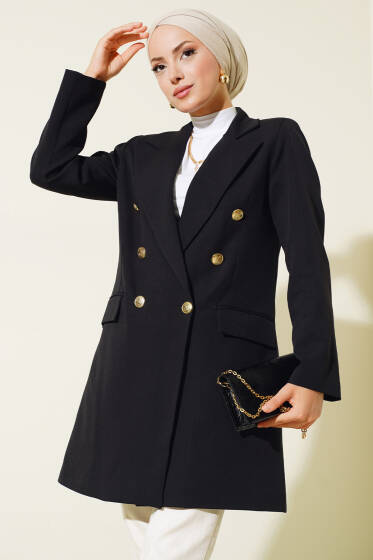 Kruvaze Siyah Ceket - Ceket