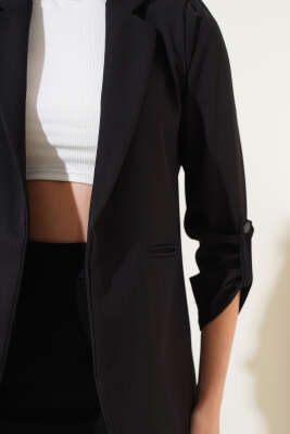 Kruvaze Yaka Basic Ceket Siyah - Kadın Giyim Modelleri