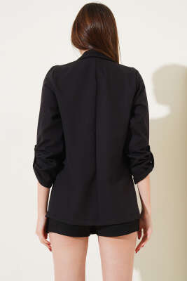 Kruvaze Yaka Basic Ceket Siyah - Kadın Giyim Modelleri