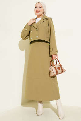 Kruvaze Yaka Ceket Etekli İkili Takım Nefti - NK BY KORKUT