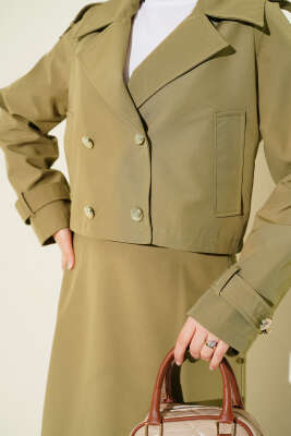 Kruvaze Yaka Ceket Etekli İkili Takım Nefti - İkili Takım