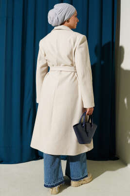 Kruvaze Yaka Cepli Kaşe Kaban Taş - Kaban