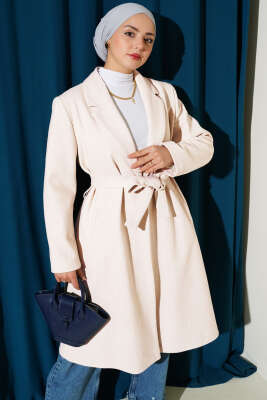 Kruvaze Yaka Cepli Kaşe Kaban Taş - Kaban