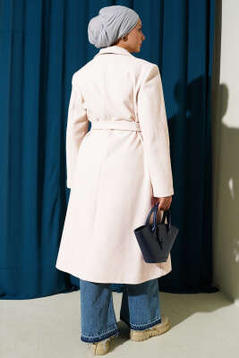 Kruvaze Yaka Cepli Kaşe Kaban Taş - Kaban