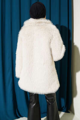 Kruvaze Yaka Düğmeli Kürklü Mont Taş - Mont